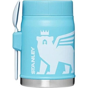 The Heritage Vacuum Food Jar  Desenli Kaşıklı Yemek Termosu 400 ml Mavi