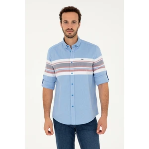 U.S. Polo Assn. Erkek Saks Desenli Gömlek 50288373-VR045