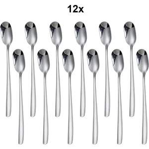 Çelik 12 Adet 20 cm Uzun Kahve Smoothie Tatlı Latte Karıştırma Kaşığı CIN749BY