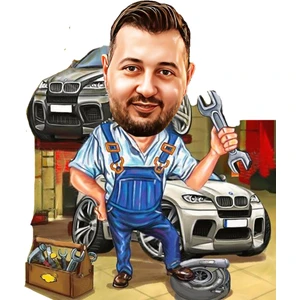 Özcan Tasarım Kişiye Özel Erkek Tamirci Biblosu - Karikatür Biblo