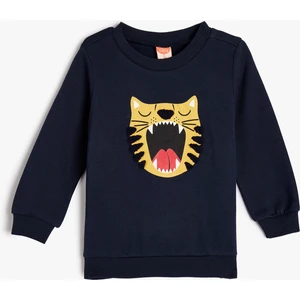 Kaplanlı Sweat Uzun Kollu Bisiklet Yaka Pamuklu