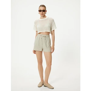 Mini Yüksek Bel Şort Beli Bağlamalı