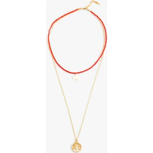 Ağaç Uçlu Kolye Boncuklu 2 Sıra