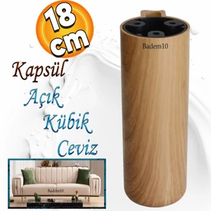 Kapsül Ayak Mobilya Yükseltici Kanepe Tv Ünitesi Koltuk Ayağı Baza Ayakları Açık Kübik Ceviz 18 cm