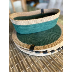 Double Knot Design 7 Prç Amerikan Servis Seti Supla Hediyelik Hasır Jüt Tress Yemek Masası Davet