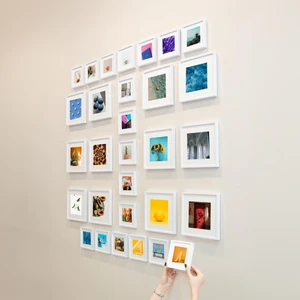 Yapışkanlı Sök-Tak Paspartulu Beyaz Kare Fotoğraf Çerçevesi - 30'lu paket