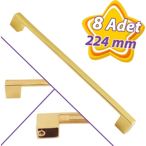 8 Adet Marmara Kulp 224 mm Altın Mutfak Kulpu Çekmece Dolap Kapak Kulbu Metal  Mobilya Dolabı Kulpları