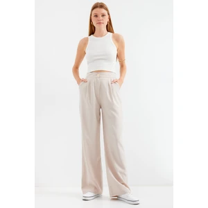 6638 Yüksek Bel Palazzo Pantolon - Bej