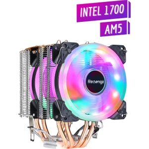 Kule Tipi 2 Fanlı Rainbow Gaming Işlemci Fanı 4 Bakır Kanallı Cpu Fan Soğutma Sistemi