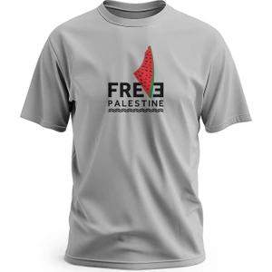 Tişört, Kısa Kollu Unisex Free Palestine Yazılı Ve Filistin Haritalı Dijital Baskılı Tişört