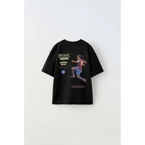 The Champ Clothing Always On Yazılı Futbol Tasarım Baskılı Siyah Çocuk T-Shirt