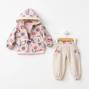 For My Baby Baby Fou Puanlı Keten Montlu Takım