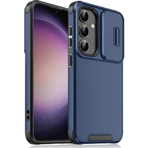 Seashell Digital Samsung Galaxy S23 Fe Darbeye Dayanıklı Kılıf Pc+Tpu Telefon Kılıfı, Kaydırmalı Kamera Korumalı-Mavi (Yurt Dışından)