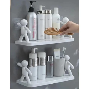 Büyük Boy Yapıskanlı Çöp Adam Şeklinde Organizer Duvar Raf Banyo Rafı Duvar Rafı Mutfak Rafı Baharat