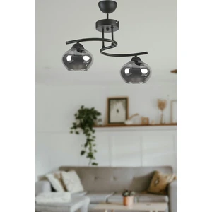 Fuji Modern Dekoratif Salon - Mutfak - Yatak Odası Siyah Renk Camlı 2 Li Avize