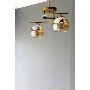 Fuji Modern Dekoratif Salon Mutfak Yatak Odası Eskitme Renk Bal Camlı 2 Li Avize
