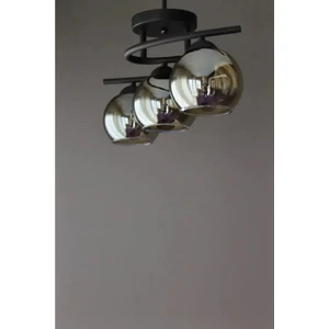 Fuji Modern Dekoratif Salon - Mutfak - Yatak Odası Siyah Renk Füme Camlı 3 Lü Avize