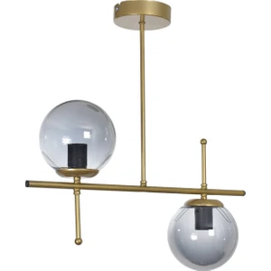 Feris Modern Tasarım Salon Mutfak Yatak Odası Eskitme Renk Füme Camlı 2 Li Avize