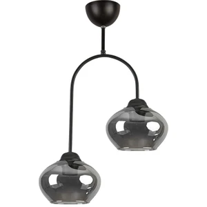 Luna Özel Tasarım Salon - Mutfak - Yatak Odası Siyah Renk Füme Camlı 2 Li Avize