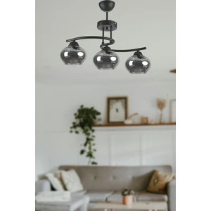 Fuji Modern Dekoratif Salon - Mutfak - Yatak Odası Siyah Renk Camlı 3 Lü Avize