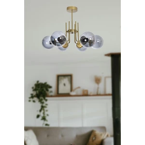 Vien Modern Tasarım Salon Yemek Odası Mutfak Eskitme Renk Camlı Sarkıt 6 Lı Avize