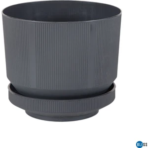 9 Litre Antrasit Dekoratif Lüks Saksı Iç Dış Mekan Tabaklı Plastik Çiçek Saksısı