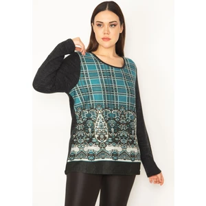 Kadın Yeşil Bisiklet Yakalı Ön Desenli Tunik 65N31342