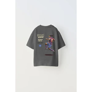 The Champ Clothing Always On Yazılı Futbol Tasarım Baskılı Füme Çocuk T-Shirt