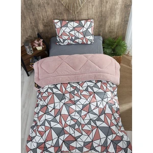 Marla Home Tek Kişilik Welsoft Geometrik Desenli Çift Taraflı Yorgan Seti