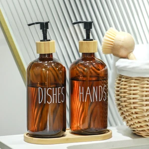 2’li Amber Bambu Standlı Hands&dishes Sıvı Sabunluk Seti