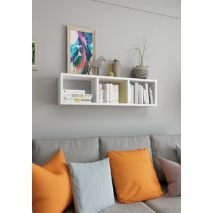 Dekormer Design Kitaplık 90 cm Duvar Rafı Beyaz