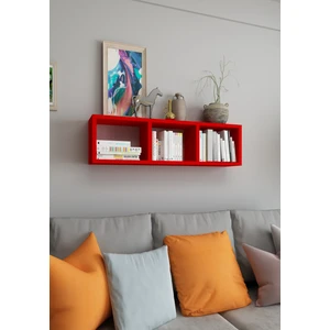 Dekormer Design Kitaplık 90 cm Duvar Rafı Kırmızı
