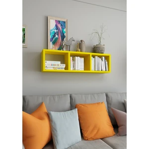 Dekormer Design Kitaplık 90 cm Duvar Rafı Sarı