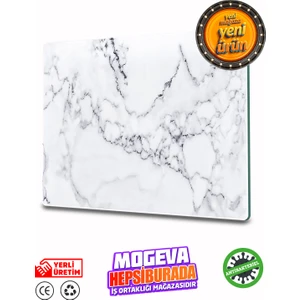 Cam Kesme ve Sunum Tablası | Beyaz Mermer Görünümlü | 20CM x 30CM