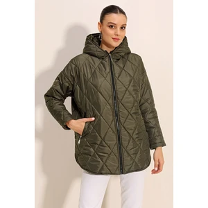 5181 Kapüşonlu Kapitone Mont - Haki