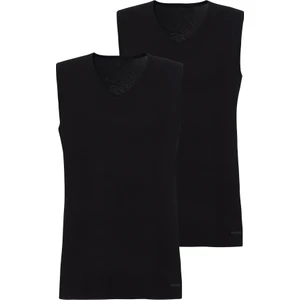 BLACKSPADE 9677 ERKEK TENDER COTTON V YAKA SIFIR KOL 2 Lİ SİYAH ATLET