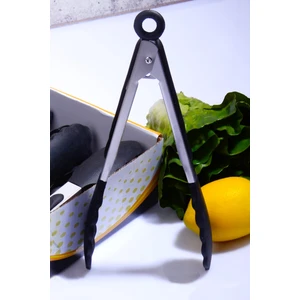 Bev Kitchen Metal Saplı Kilit Sistemli Silikon Maşa Siyah