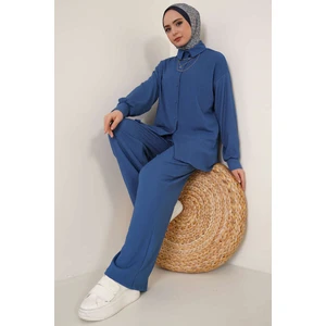 T5858 Örme Tesettür Ikili Takım - Indigo