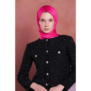 Madame Polo Ipeksi Jakar Safir Eşarp Zebra Desen - Fuşya