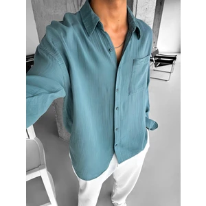 Abluka Online Oversize Fit Uzun Kollu Müslin Gömlek Mint