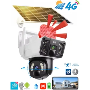 Ultimate Solar 4g Güneş Enerjili Dual Lens 360° Görüş Akıllı Güvenlik Kamerası  (O-Kam) Uygulama Beyaz