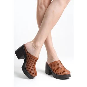 Hakiki Deri Taba 10 cm Platform Ortopedik Sabo Terlik TMD202490