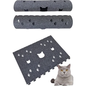 Next Craft Kedi Tüneli Oyuncağı 1. Kalite 3mm Keçeden Geçmeli 9 Renk Seçenekli 98 cm Kedi ve Pati Figürlü