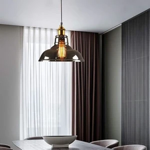 Vintage,rustik,retro Füme Oda,mutfak,cafeler Için Cam 1XE27 Cam Sarkıt Avize ÇAP:28CM