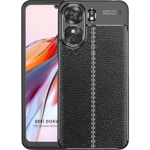 Redmi 13C Deri Desenli Silikon Kılıf - Ultra Darbe Emici Kamera Korumalı Kapak