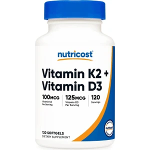 Nutricost Vitamin K2 + Vitamin D3 5000UI 120 Softgels
