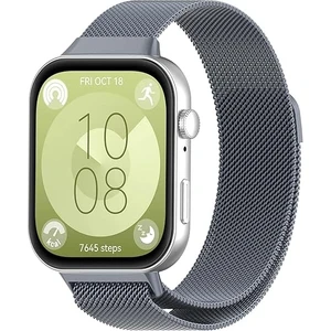 Huawei Watch Fit 3 Uyumlu Kordon Paslanmaz Çelik Metal Bükülmeye Dayanıklı Manyetik Klips Saat Kayış