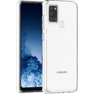 Techno Guru Samsung Galaxy A21S Tam Koruma Sağlayan Sert ve Şeffaf Coss Premium Silikon Kılıf