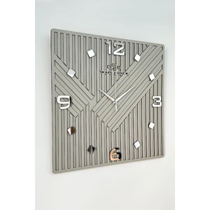 Asse Tasarım Square Long Pattern Aynalı Kare Çizgili 50 x 50 cm Sessiz Mekanizma Duvar Saati