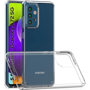 Techno Guru Samsung Galaxy A72 Tam Koruma Sağlayan Sert ve Şeffaf Coss Premium Silikon Kılıf
